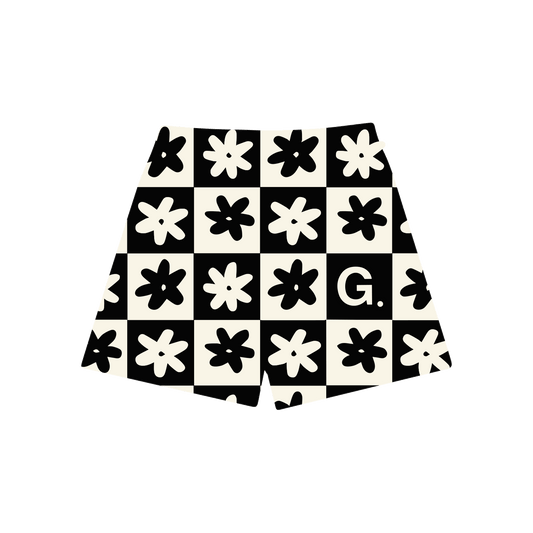G. Floral Check Mesh Shorts