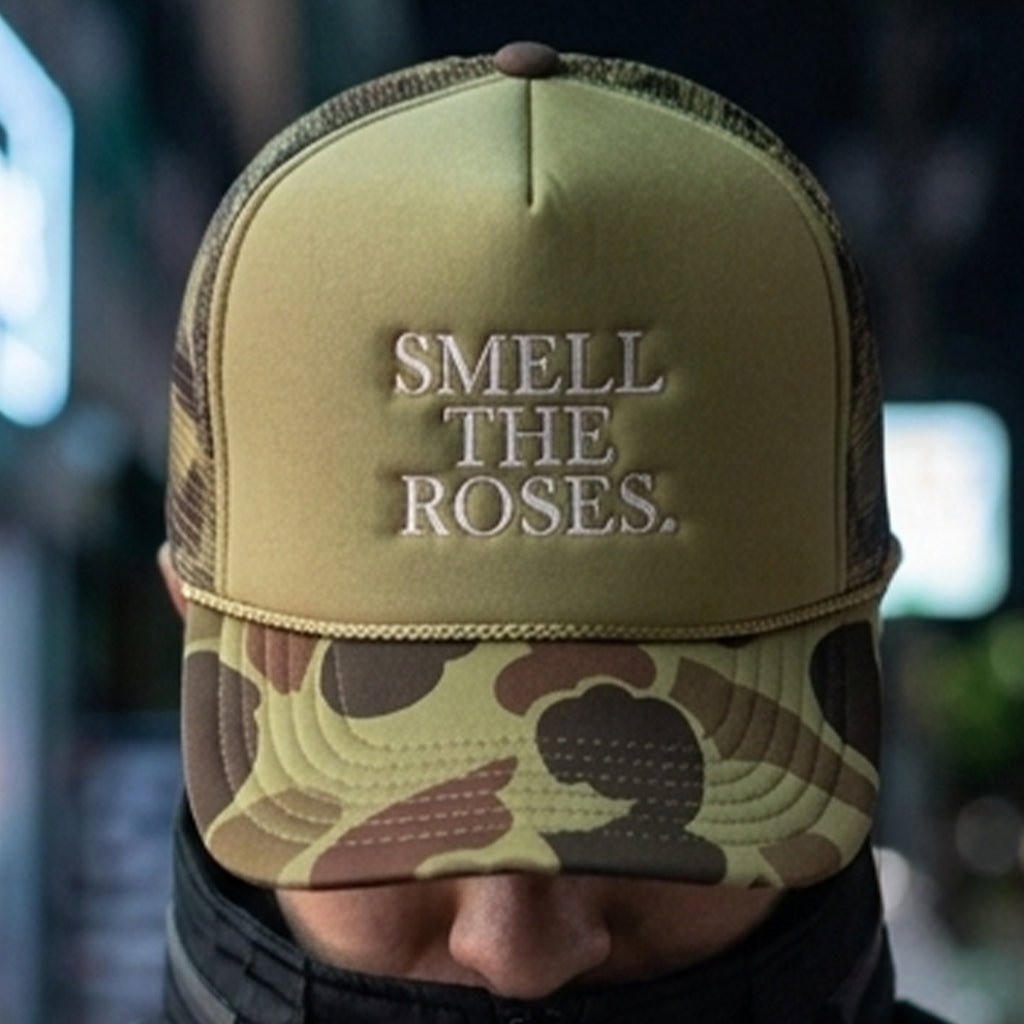 Smell The Roses Camo Trucker Hat