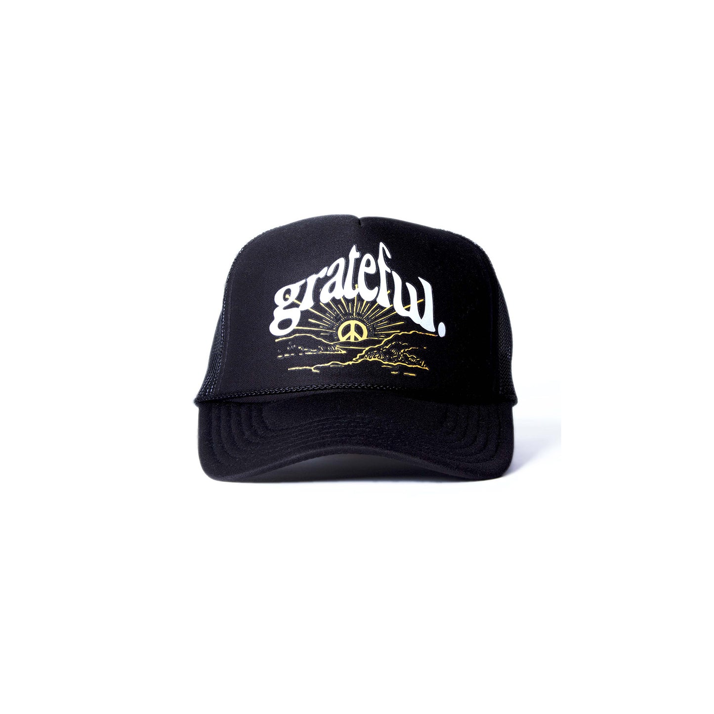 Peace Mountain Trucker Hat- Black