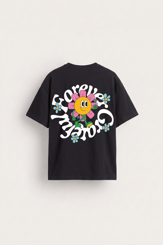 Flowers and Smiles Tee - Black