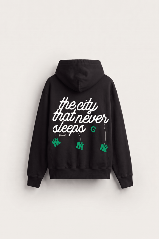 Never Sleeps Hood- Black
