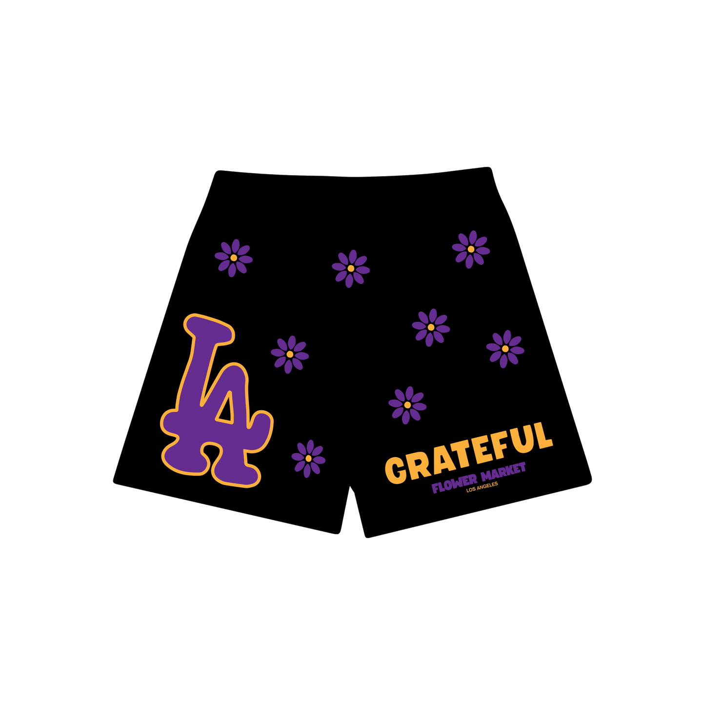 LA Flower Market Mesh Shorts - Black Mamba