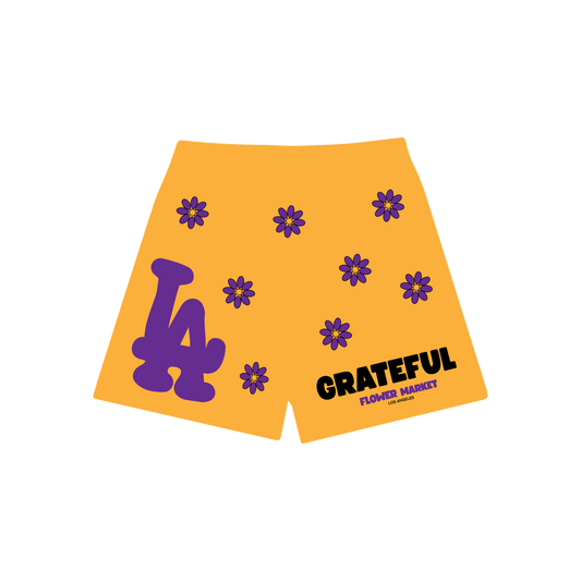 LA Flower Market Mesh Shorts - Gold