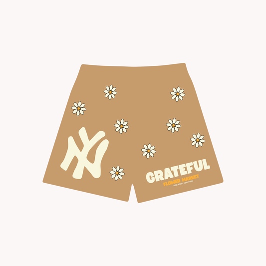 NY Flower Market Mesh Shorts - Camel