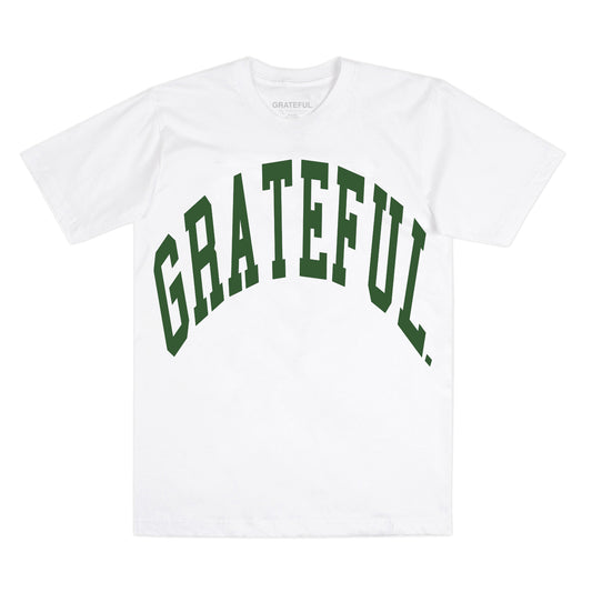 Arched Logo Tee White//Green (Oversized Print)