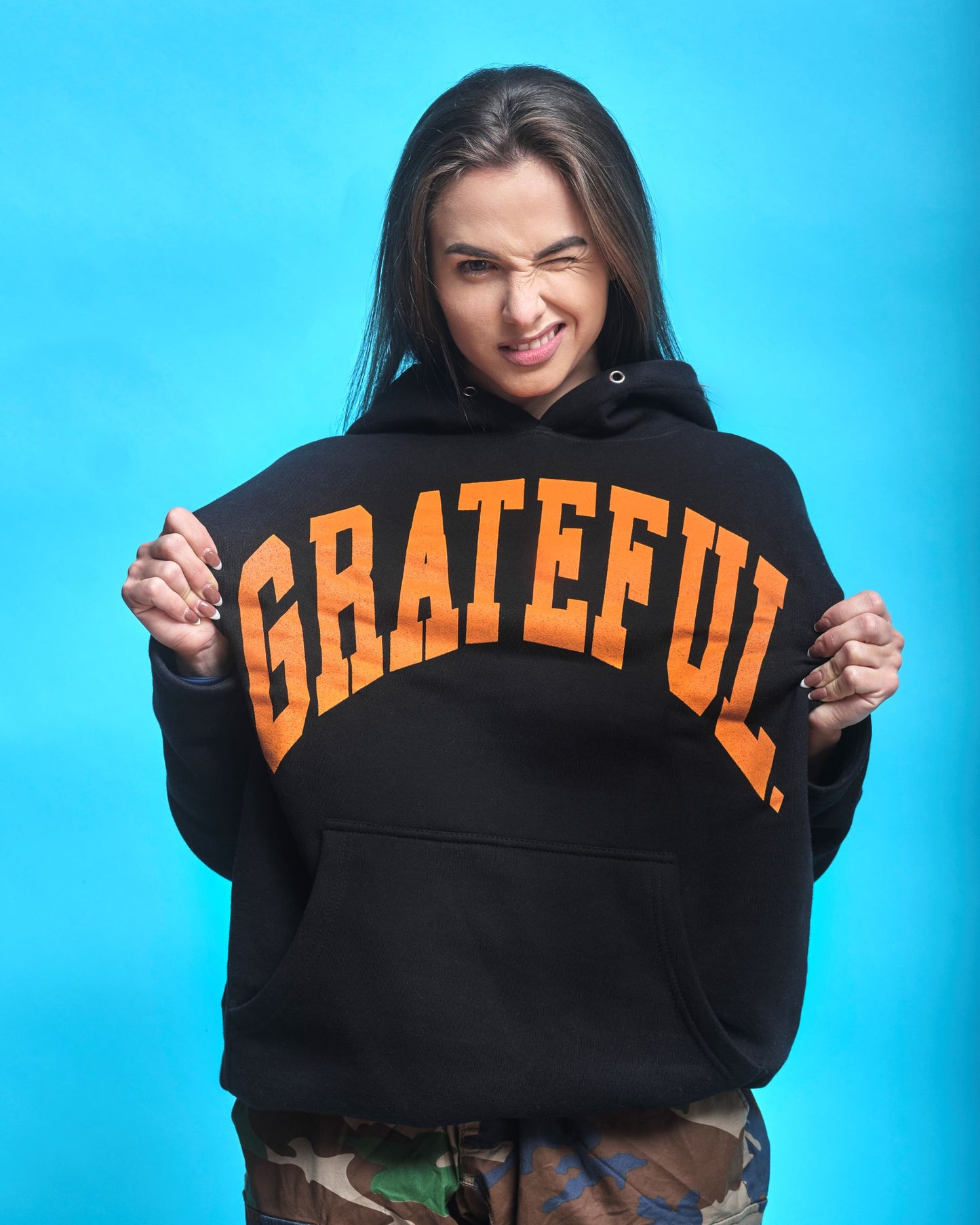 Grateful Oversized Arch Hood- Black/Orange