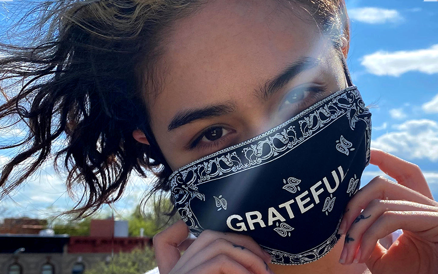 GRATEFUL. Paisley Face Mask (Black)