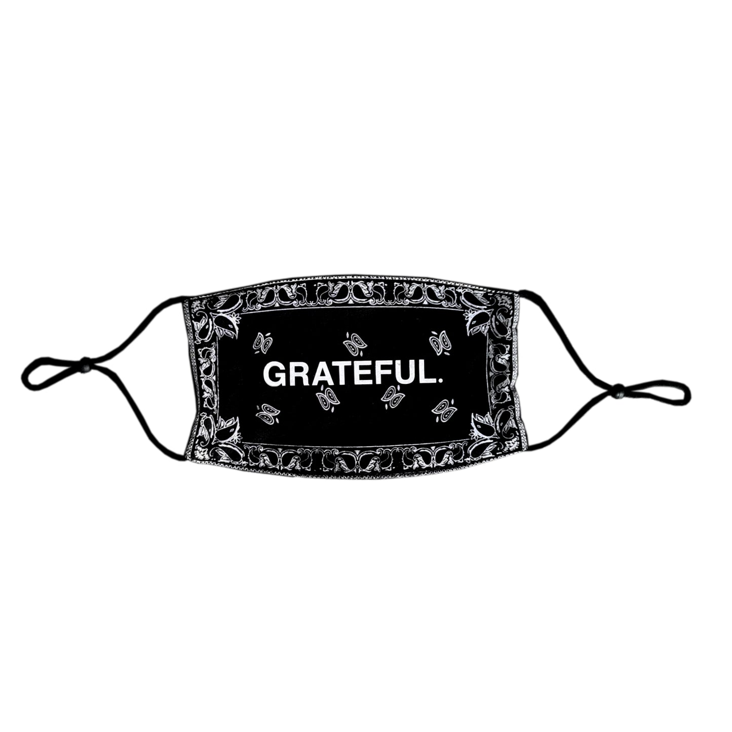 GRATEFUL. Paisley Face Mask (Black)